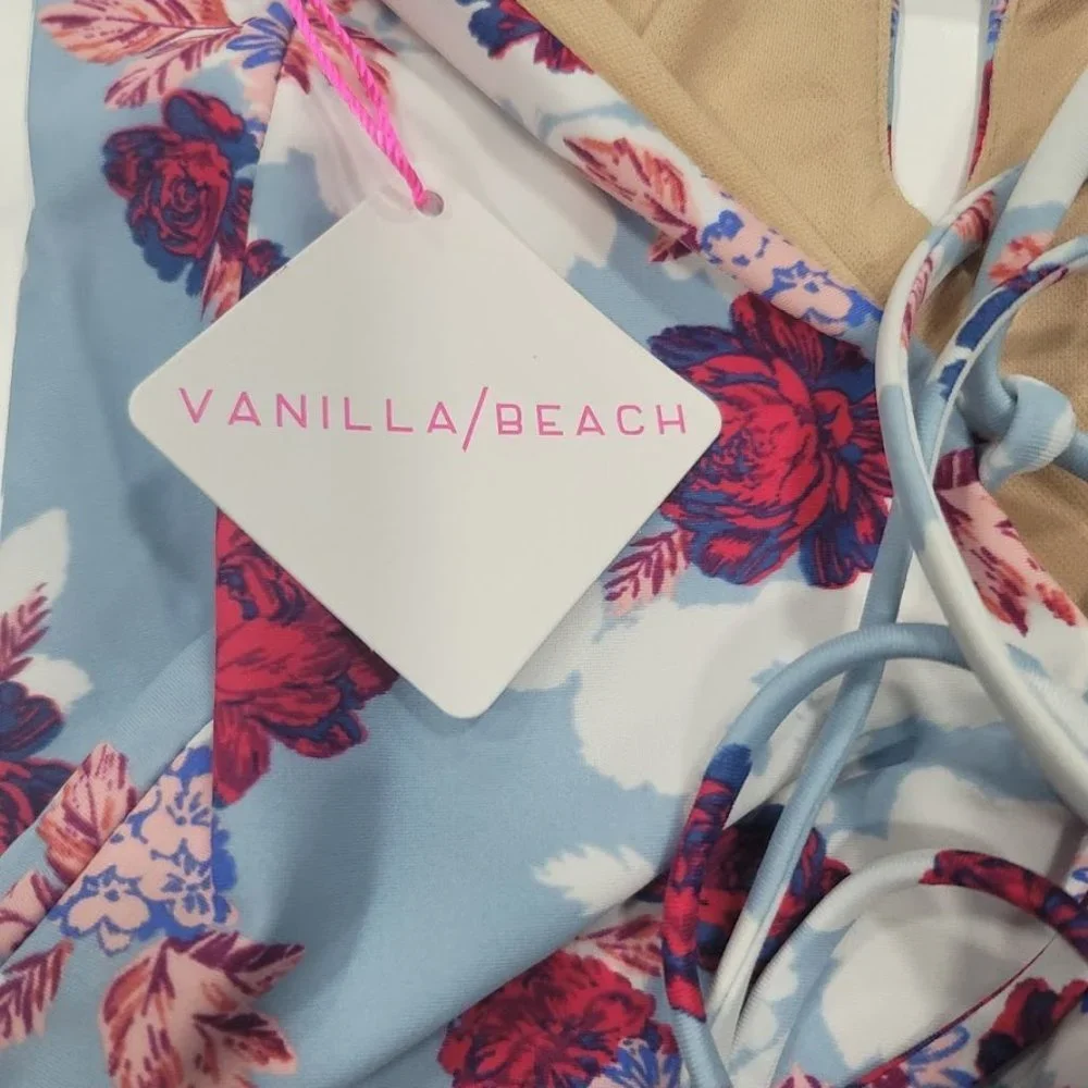 Vanilla Beach One Piece Swimsuit Light Blue Floral - Picture 8 of 8